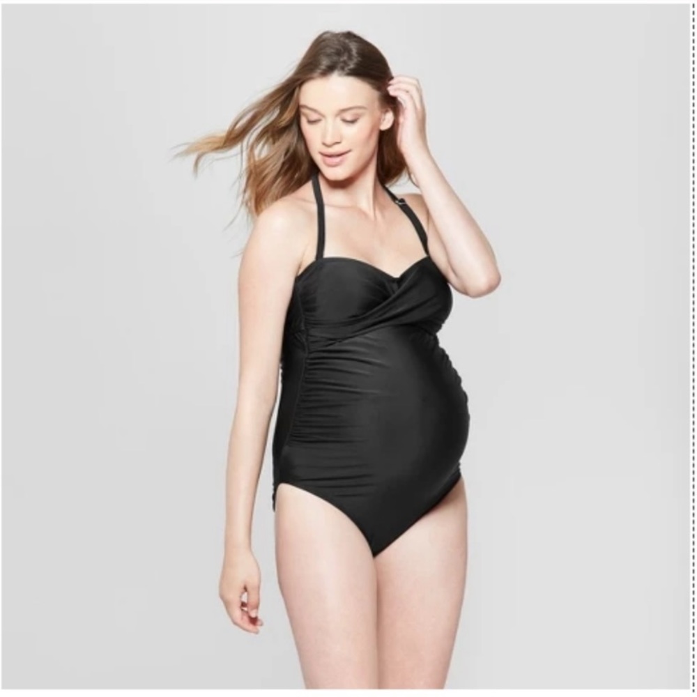 Maternity D/DD cup wrap bandeau swimsuit